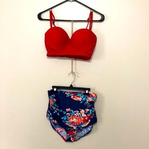 Two-piece high waist swim suit